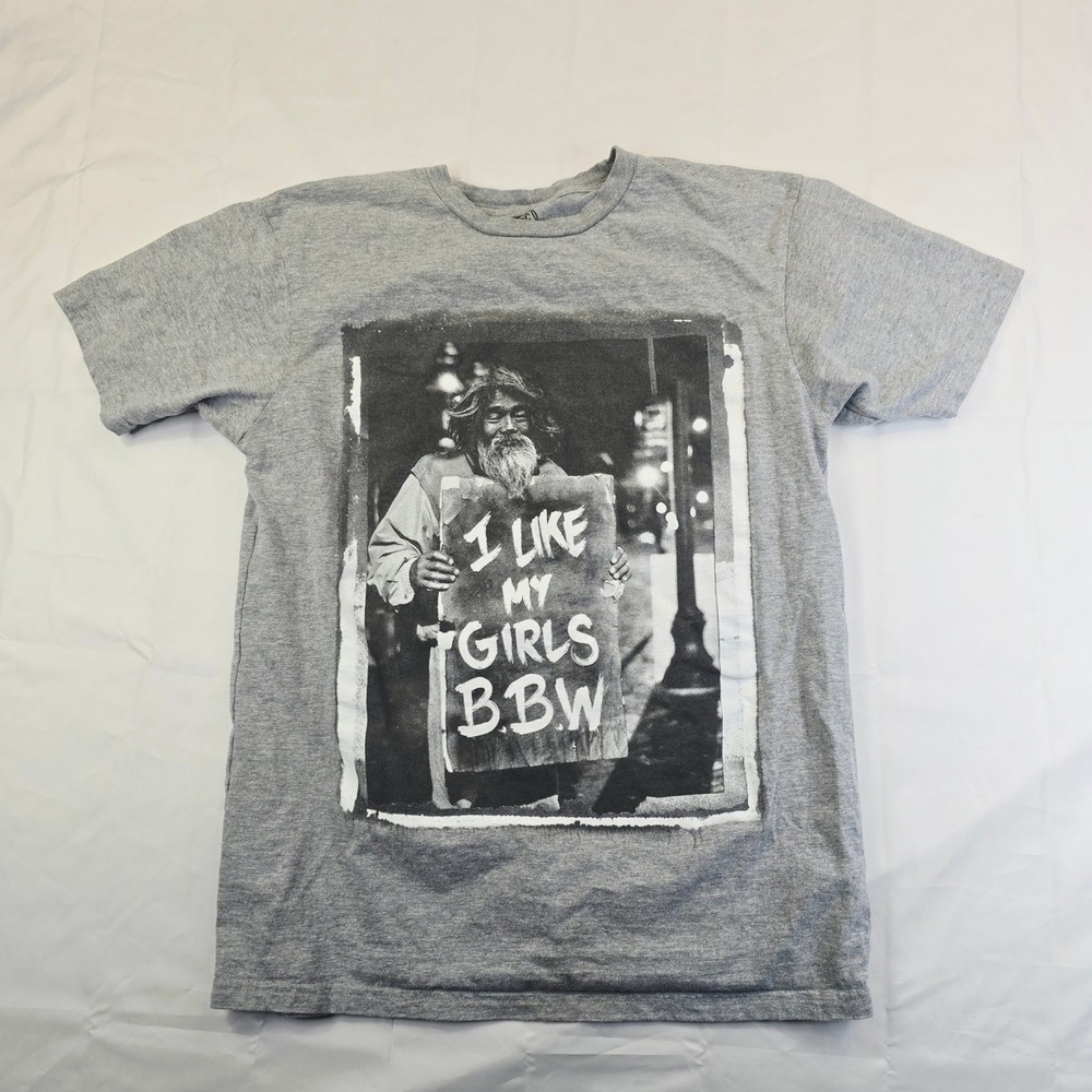 Men's I Like My Girls BBW Graphic T-Shirt Size Medium Gray Streetwear H27